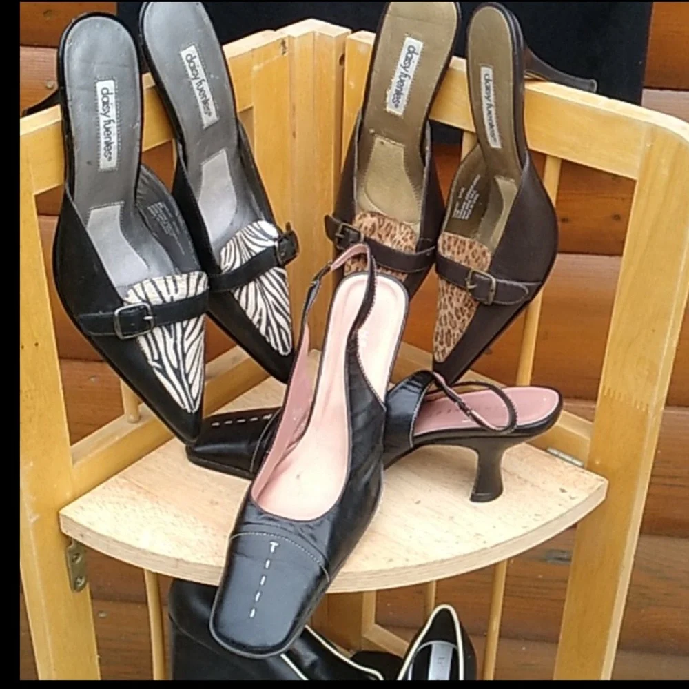 Black Leather Peep Toe  Kelly & Katie  Wedge NWOT